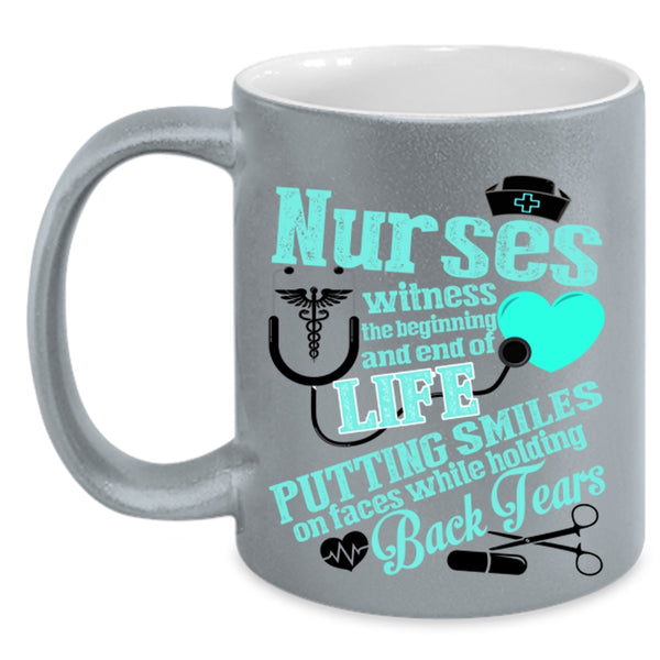 Cute Nurses Coffee Mug, Nurses Witness The Beginning Accent Mug