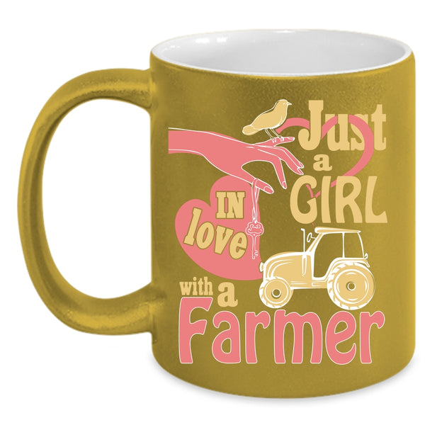 Just A Girl In Love With A Farmer Coffee Mug, Cute Girls Coffee Cup