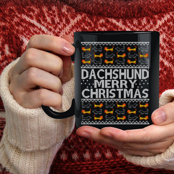 Dachshund Coffee Mug, Merry Christmas Coffee Cup