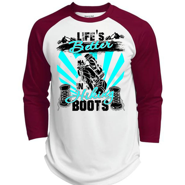 Life's Better In Hiking Boots T Shirt, I Love Hiking T Shirt, Awesome T-Shirts  (Polyester Game Baseball Jersey)