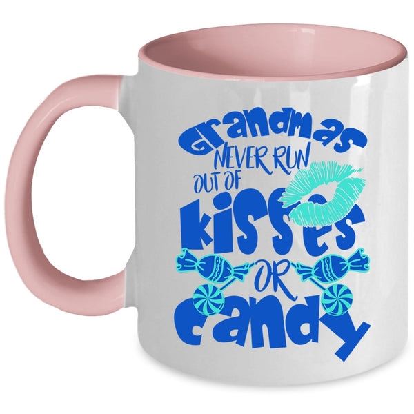 Cute Grandmas Coffee Mug, Grandmas Never Run Out Of Kisses Or Candy Accent Mug