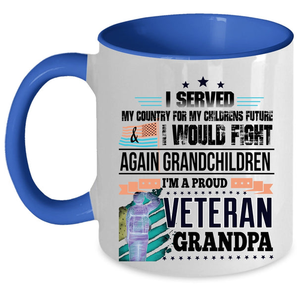 Cool Grandpa Coffee Mug, I'm A Proud Veteran Grandpa Accent Mug