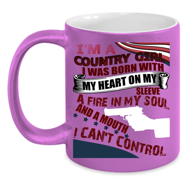 I'm A Country Girl Coffee Mug, I Was Born With My Heart Coffee Cup