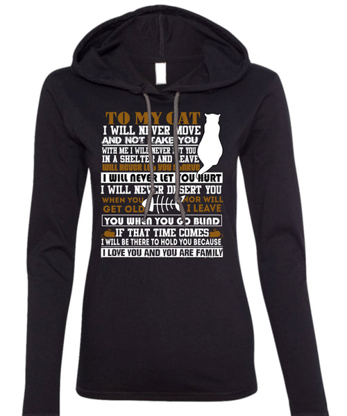 To My Cat T Shirt, I Love You T Shirt (Anvil Ladies Ringspun Hooded)