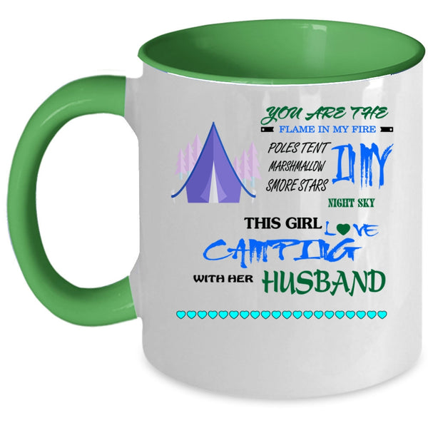 Funny Camping Coffee Mug, This Girl Loves Camping With Her Husband Accent Mug
