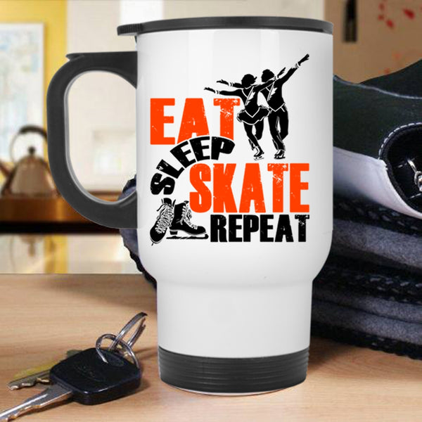 Cool Teacher Travel Mug, Eat Sleep Skate Repeat Mug