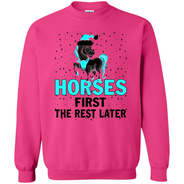 Equestrian Merry Christmas T Shirt, Horses First The Rest Later Sweatshirt