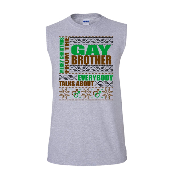 Merry Christmas From The Gay brother T Shirt, Gift For Gay Brother T Shirt, Awesome t-shirts (Men's Cotton Sleeveless)