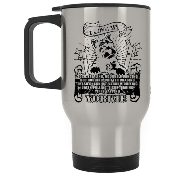 Cute Dogs Travel Mug, I Love My Yorkie Mug