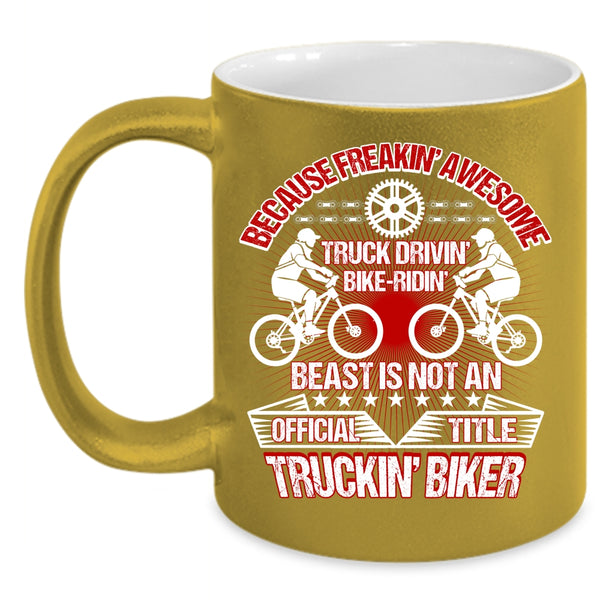 Aweosme Truck Driving Bike Riding Coffee Mug, Trucking Biker Coffee Cup