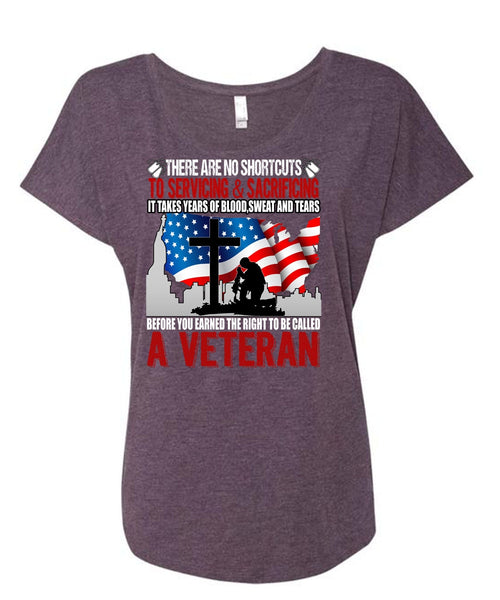 To Be Called A Veteran T Shirt, Sweat And Tears T Shirt, Cool Shirt (Ladies' Triblend Dolman Sleeve)