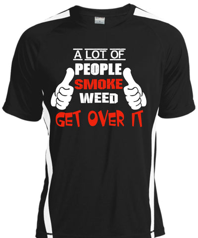 A black t-shirt with the shopify logo