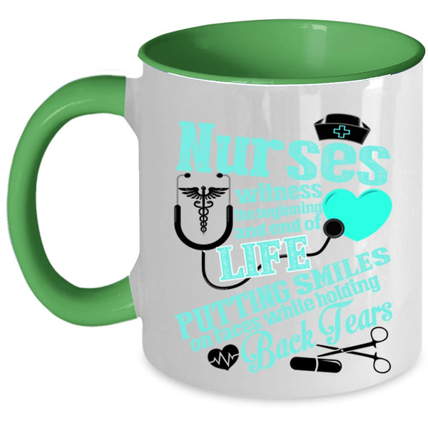 Cute Nurses Coffee Mug, Nurses Witness The Beginning Accent Mug