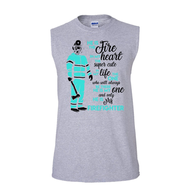 My Man Risk His Life To Save Strangers T Shirt, Gift For Firefighter T Shirt, Awesome t-shirts (Men's Cotton Sleeveless)