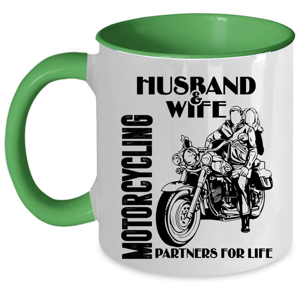 Motorcycling Partners For Life Coffee Mug, Husband And Wife Accent Mug