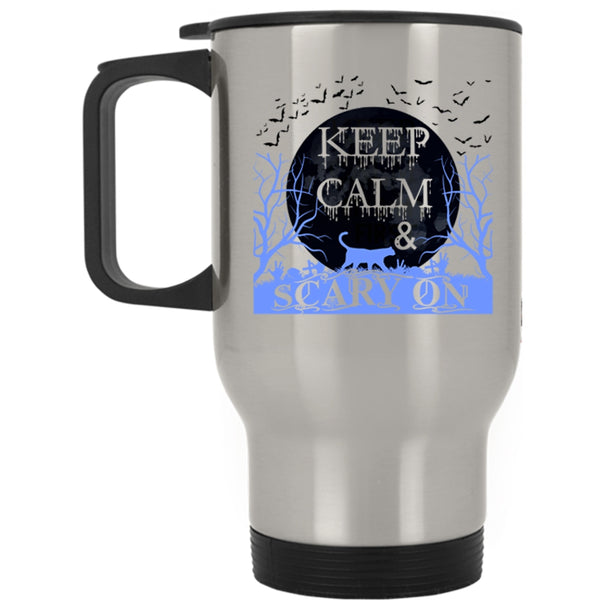Funny Halloween Travel Mug, Keep Calm And Scary On Mug