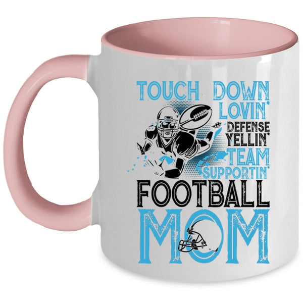 Football Mom Coffee Mug, Touch Down Loving Team Supporting Accent Mug