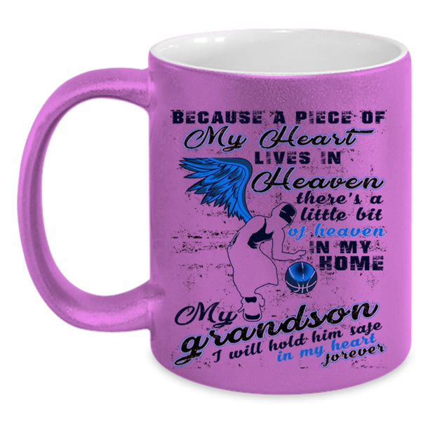 My Grandson Coffee Mug, A Piece Of My Heart Lives In Heaven Accent Mug