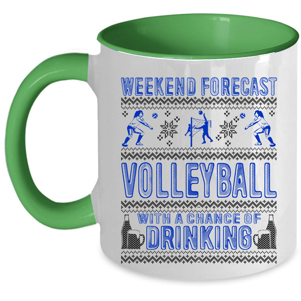 Chance Of Drinking Coffee Mug, Weekend Forecast Volleyball Accent Mug