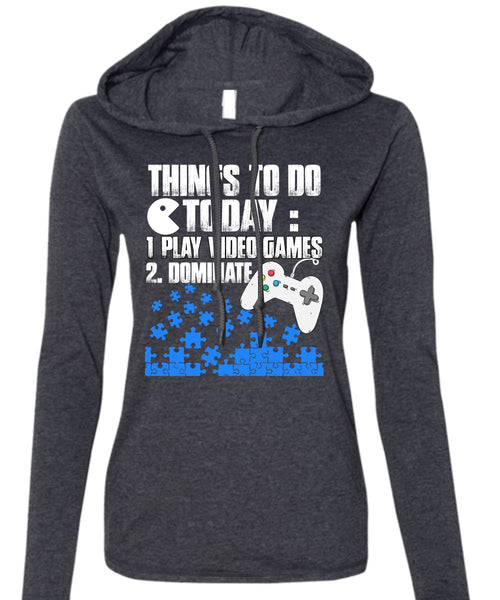 Play Video Games T Shirt, Being A Gamer T Shirt (Anvil Ladies Ringspun Hooded)