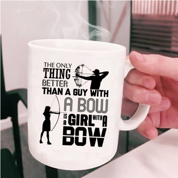 A Girl With A Bow Coffee Mug, Guy With A Bow Cup