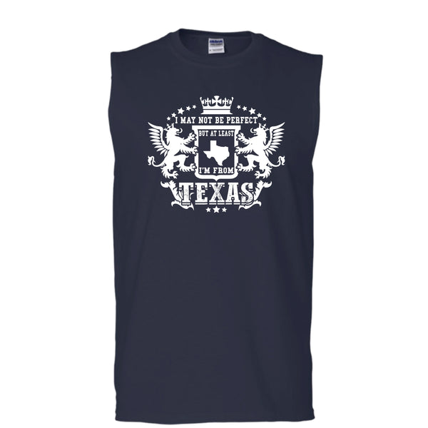 I May Not Be Perfect T Shirt, But At Least I'm From Texas Tank Top (Men's Cotton Sleeveless)