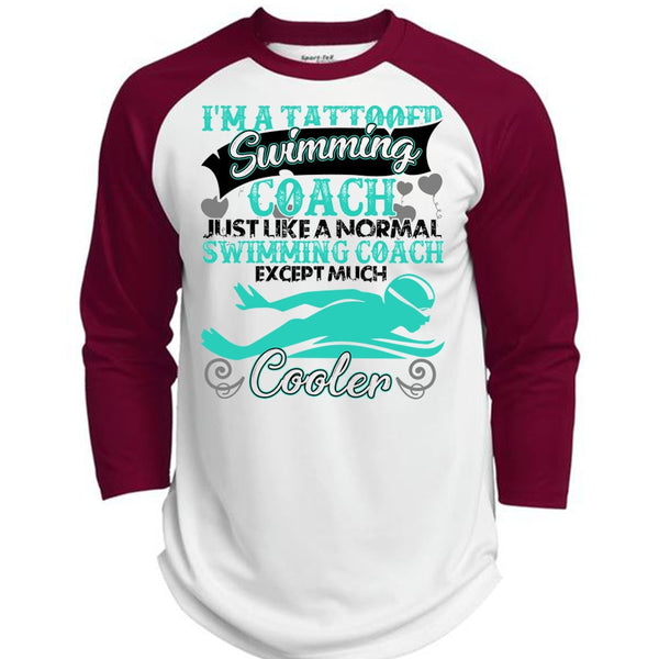 I'm A Tattooed Swimming Coach T Shirt, I Love Swimmer T Shirt, Awesome T-Shirts  (Polyester Game Baseball Jersey)