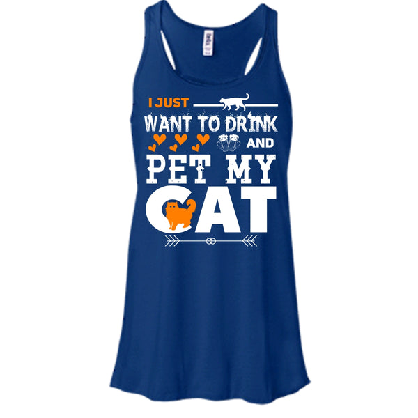 I Just Want To Drink And Pet My Cat Shirt, Cool Cat Shirt