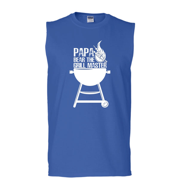 Papa Bear The Grill Master T Shirt, Cooking Papa Tank Top (Men's Cotton Sleeveless)