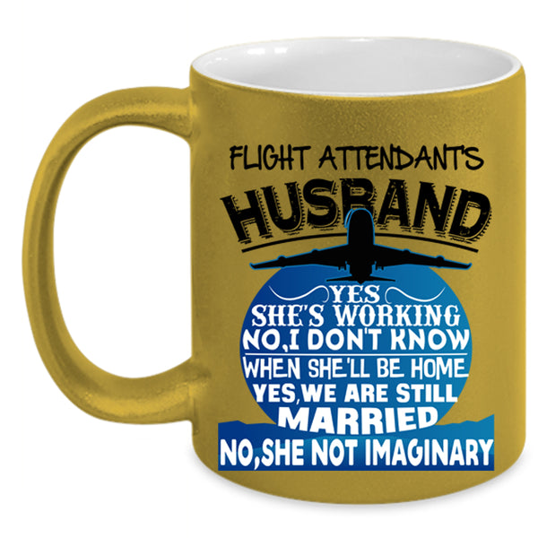 Just Married Coffee Mug, Flight Attendant's Husband Accent Mug