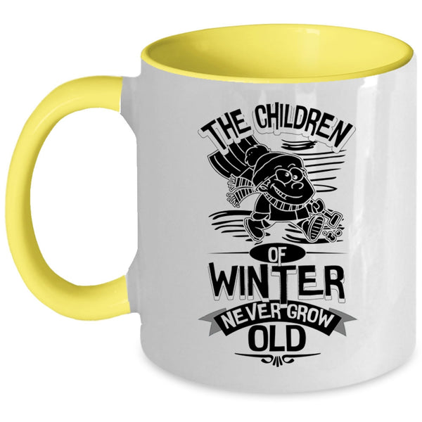 Cute Childrens Coffee Mug, The Children Of Winter Never Grow Old Accent Mug