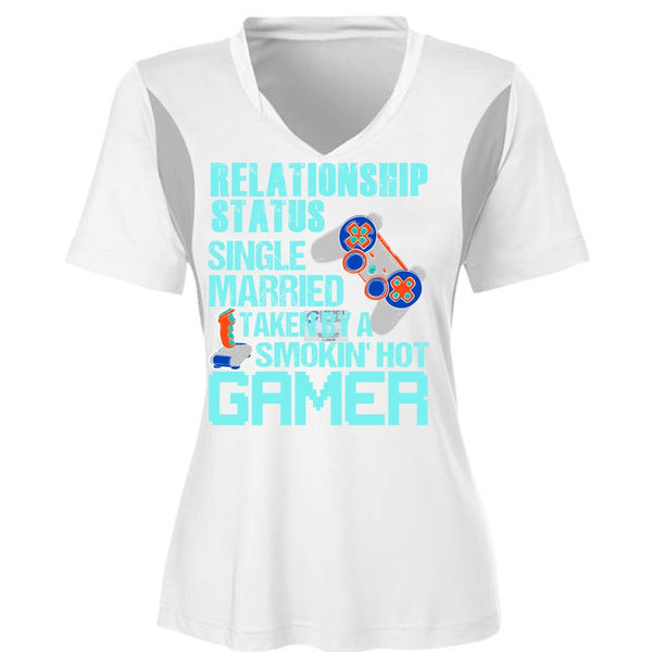 Taken By A Smoking Hot Gamer T Shirt, Being A Gamer T Shirt, Cool Shirt (Ladies LS Heather V-Neck)