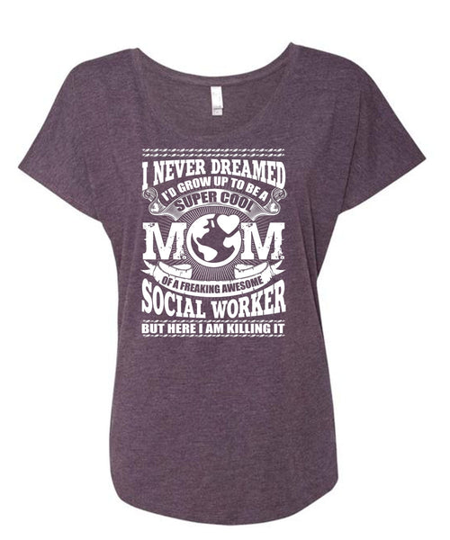 I'd Grow Up To Be A Cool Mom T Shirt, Being A Mom T Shirt, Cool Shirt (Ladies' Triblend Dolman Sleeve)