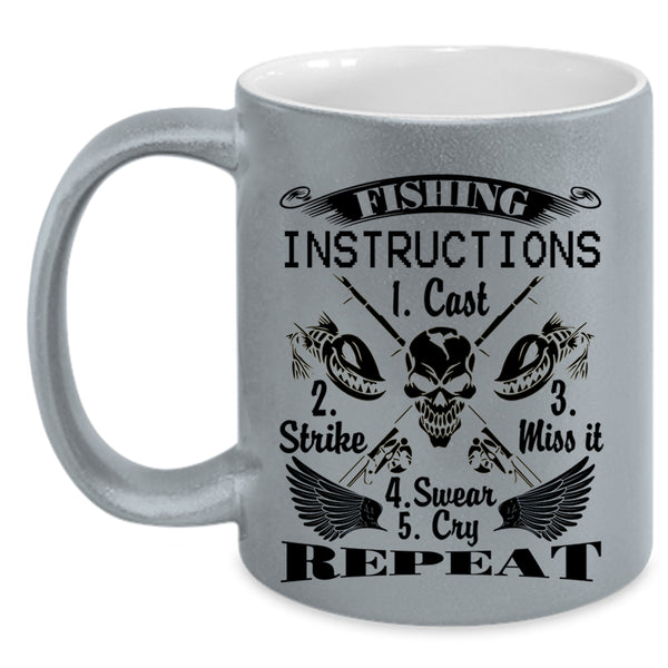 Cool Fisher Coffee Mug, Fishing Instructions Accent Mug