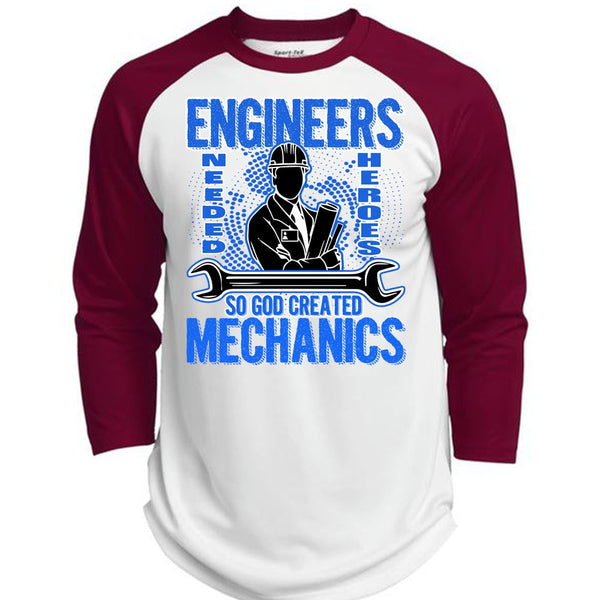 God Created Mechanics T Shirt, Engineers T Shirt, Awesome T-Shirts  (Polyester Game Baseball Jersey)