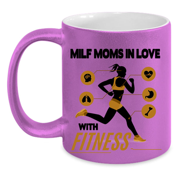 Cool Mom Coffee Mug, Milf Moms In Love With Fitness Accent Mug