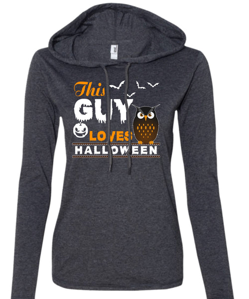This Guy Loves Halloween T Shirt, I Love You Pumpkin T Shirt (Anvil Ladies Ringspun Hooded)