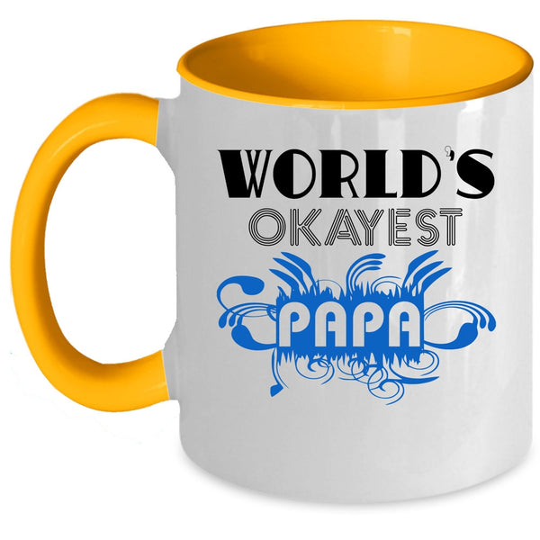 Funny Gift For Papa Coffee Mug, World's Okayest Papa Accent Mug
