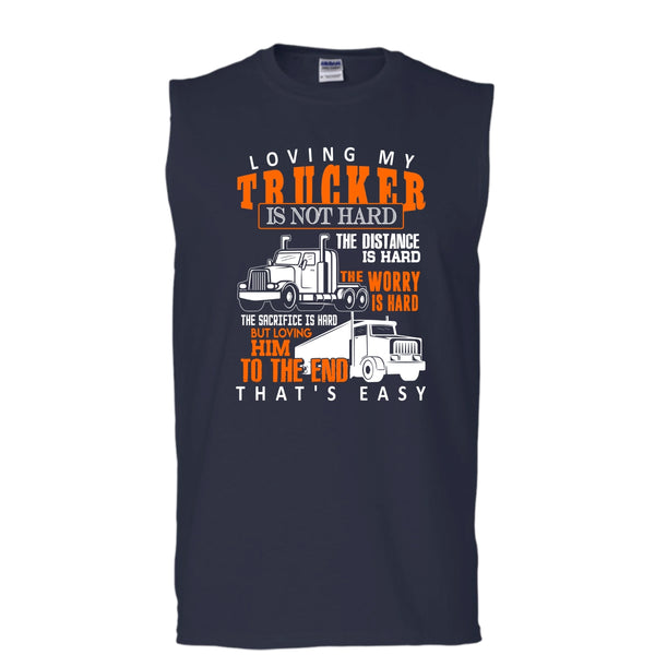 Loving My Trucker T Shirt, Gift For Trucker Tank Top (Men's Cotton Sleeveless)