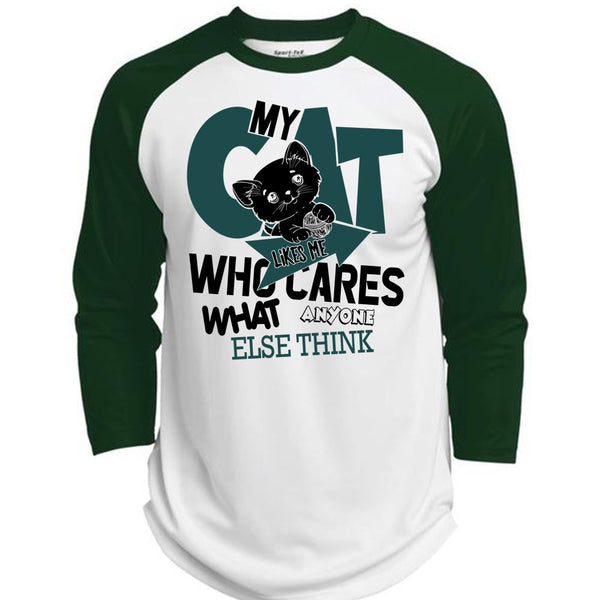 My Cat Likes Me Who Cares T Shirt, I Love My Cat T Shirt, Awesome T-Shirts  (Polyester Game Baseball Jersey)