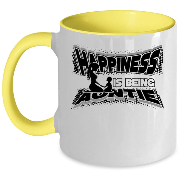 Cute Aunt Coffee Mug, Happiness Is Being Auntie Accent Mug