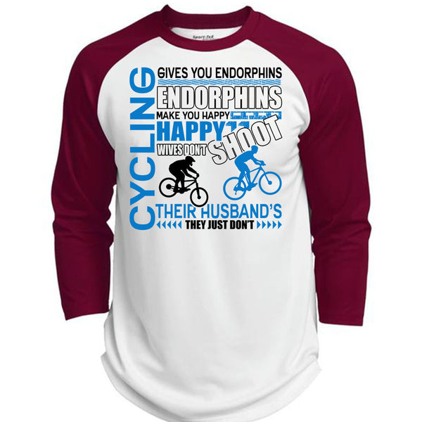 Cycling Gives You Endorphins T Shirt, I Love Biking T Shirt, Awesome T-Shirts  (Polyester Game Baseball Jersey)
