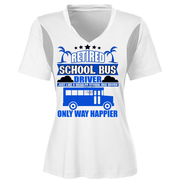 Retired School Bus Driver T Shirt, Being A Bus Driver T Shirt, Cool Shirt (Ladies LS Heather V-Neck)