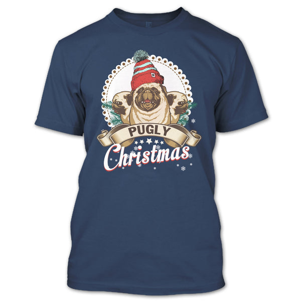 Pugly Christmas T Shirt, Coolest Pug T Shirt