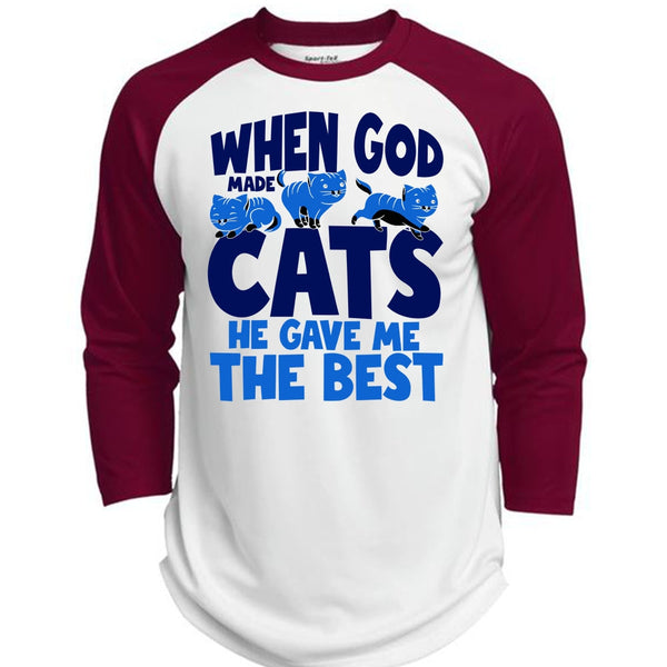 When God Made Cats T Shirt, I Love My Cats T Shirt, Awesome T-Shirts  (Polyester Game Baseball Jersey)