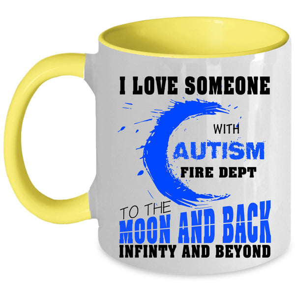 Couple Coffee Mug, I Love Someone With Autism Fire Dept Accent Mug