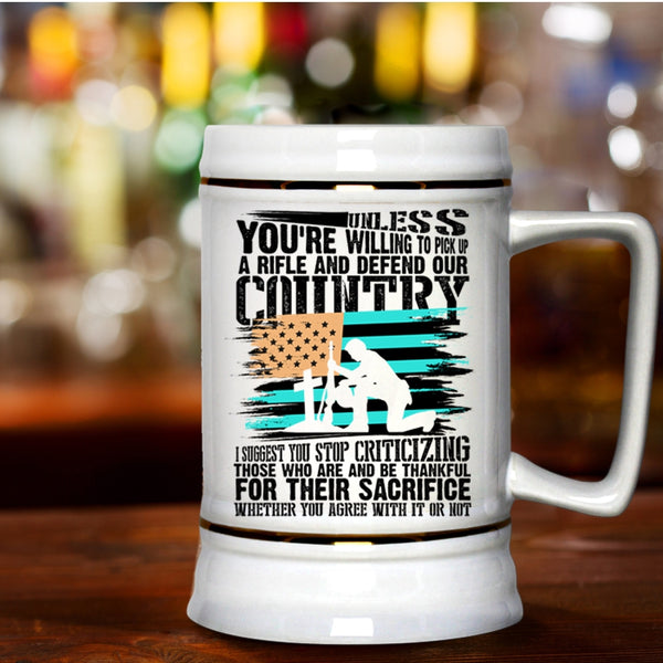 Cool Gift For Veterans Beer Stein 22oz, Awesome Veterans Beer Mug