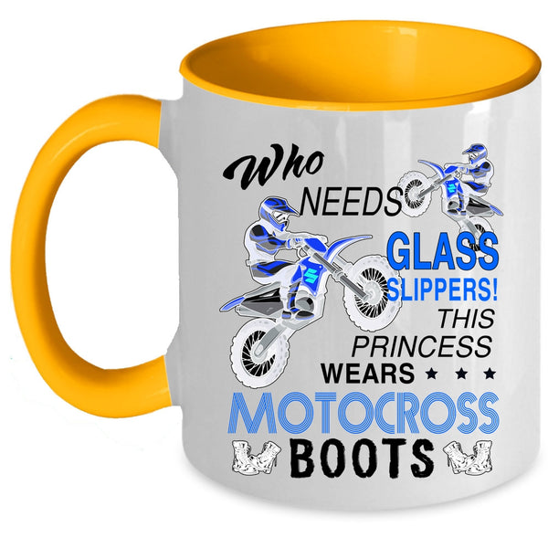 Cute Girls Coffee Mug, This Princess Wears Motocross Boots Accent Mug