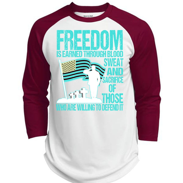 Freedom Is Earned T Shirt, I Love Veteran T Shirt, Awesome T-Shirts  (Polyester Game Baseball Jersey)