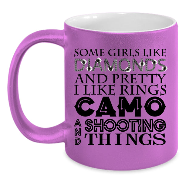 I Like Rings Camo And Shooting Coffee Mug, Pretty Girls Accent Mug